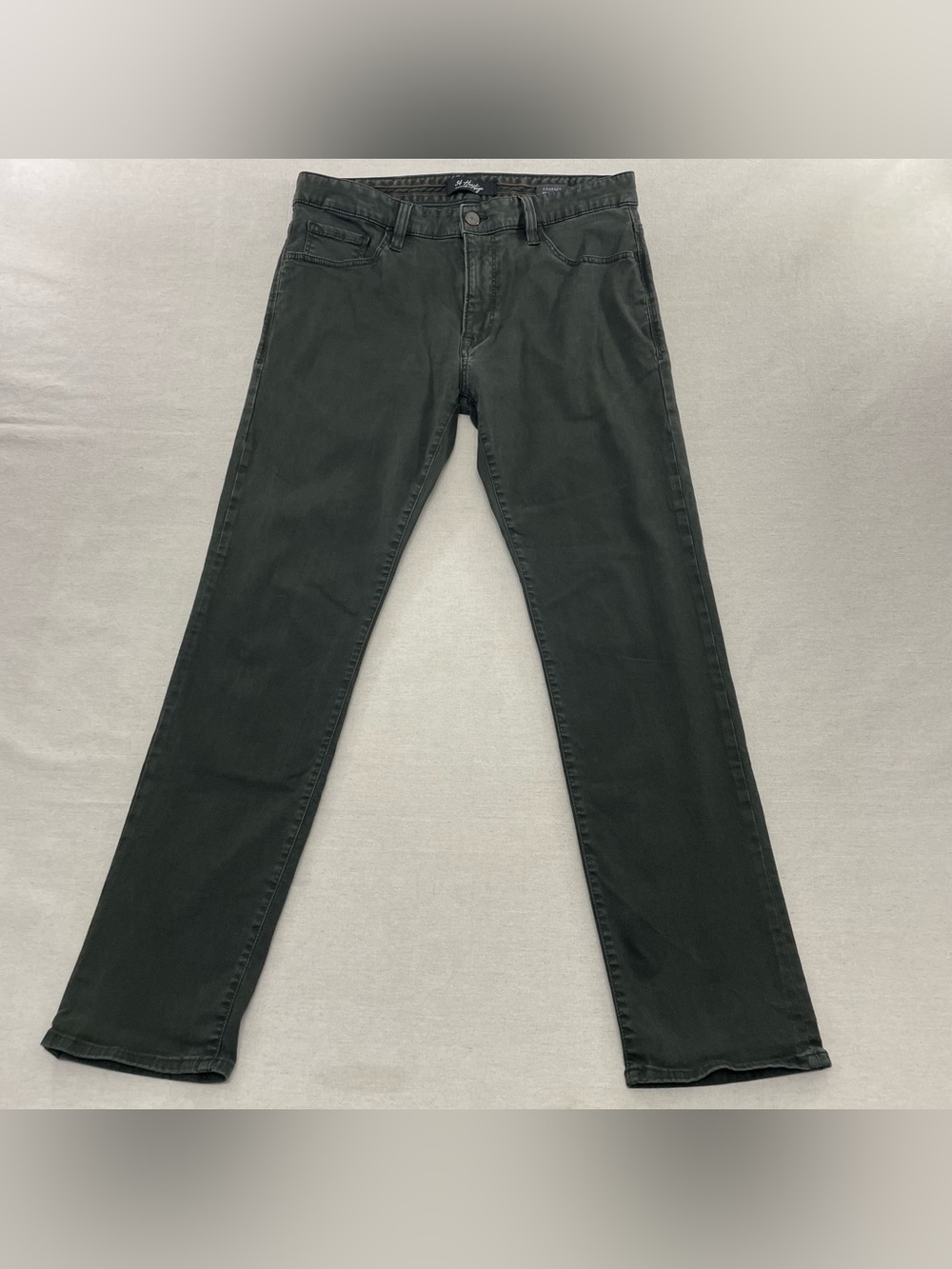 34 Heritage Courage Men's Jeans 35x32 Mid Rise Straight Dark Green Denim Stretch